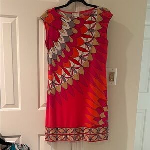Donna Morgan Vibrant Multicolor Sleeveless shift Dress stretchy colorful preppy